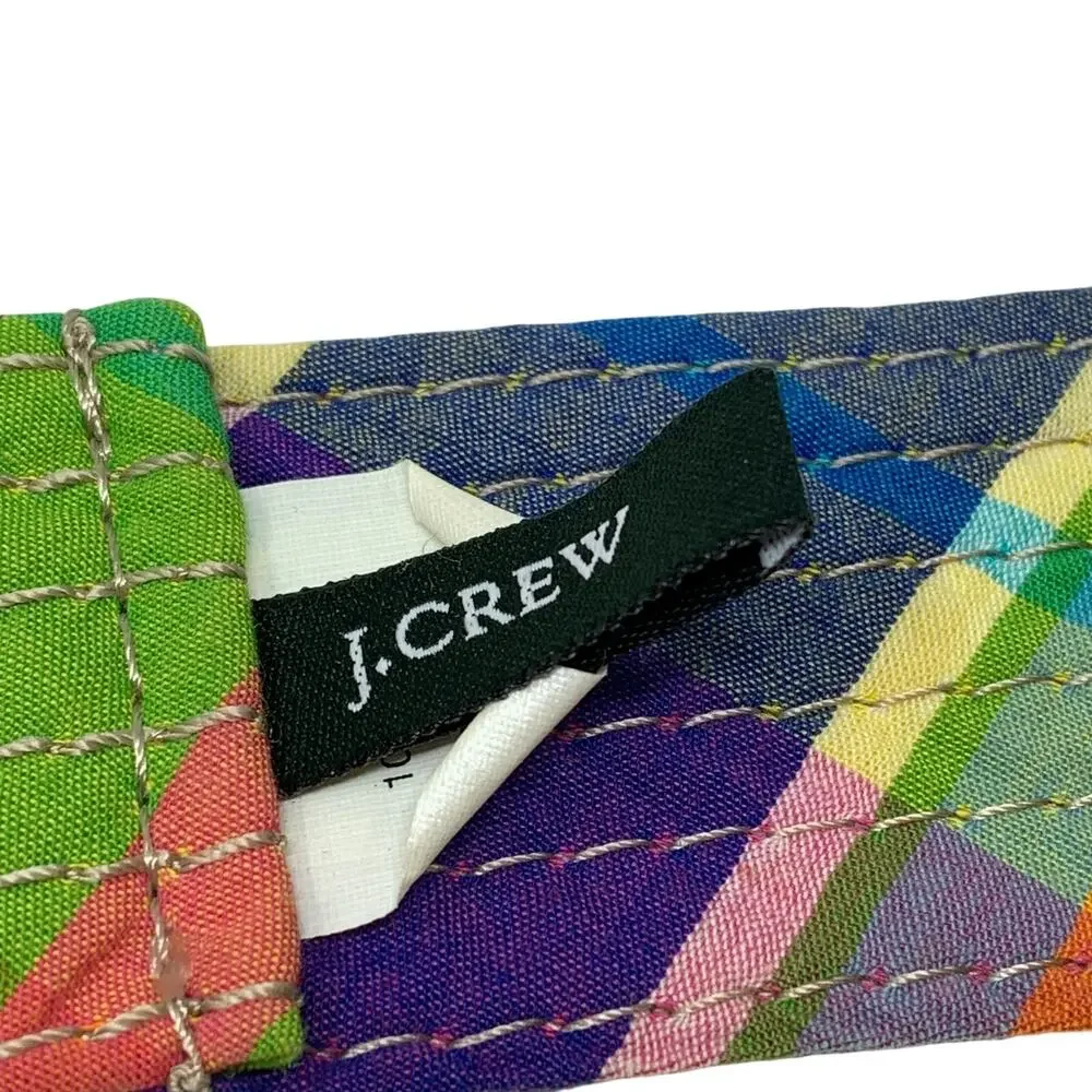 Y2K J. Crew Cotton Plaid Fabric Belt Womens Size S/M Bamboo Ring Buckle Green - Picture 3 of 5